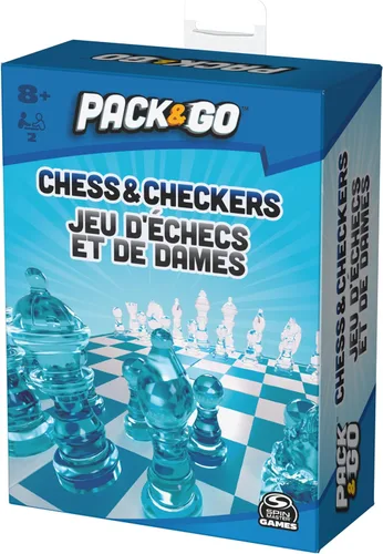 Vista 6 de Juego de mesa Pack & Go de ajedrez y damas de Spin Master Games Juego portátil de 2 jugadores Tablero de ajedrez Juego de ajedrez para adultos