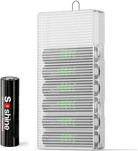 Vista 7 de Jutagoss Caja organizadora de almacenamiento de batería AA 8 capacidad de almacenamiento de batería organizador para batería AA SBC-022 transparente
