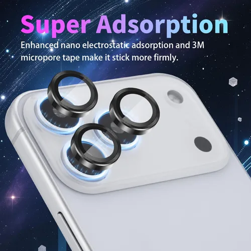 Vista 4 de Protector de Lente de Cámara para iPhone 17 Pro/17 Pro Max, Protector de Cámara de Vidrio Templado Individual con Bandeja de Instalación Compatible
