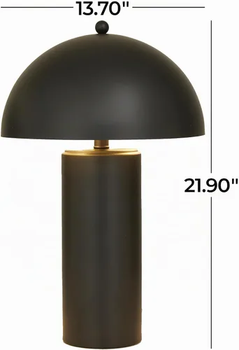 Vista 6 de Deco 79 Lámpara de mesa de metal con pantalla de cúpula, lámpara de 14 x 14 x 22 pulgadas, color negro