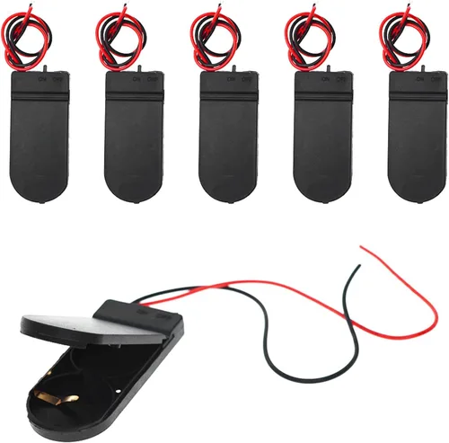 Vista 7 de 2 soportes para 8 pilas AA con clip de batería tipo I cableado y conector a presión estándar