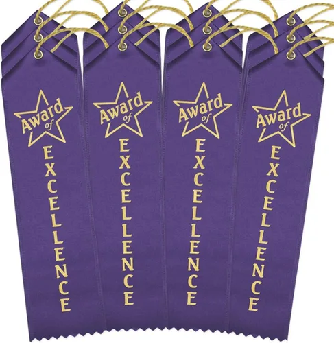 Vista 5 de RibbonsNow Cintas de Premio a la Excelencia - 25 Cintas de color morado real con tarjeta y cuerda