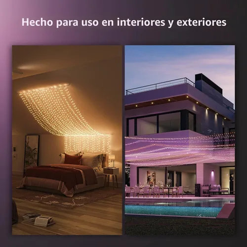 Vista 4 de Philips Hue Tira de luces Festavia de 65 pies, 250 mini LED inteligentes de cambio de color - Resistente a la intemperie, control con la aplicación