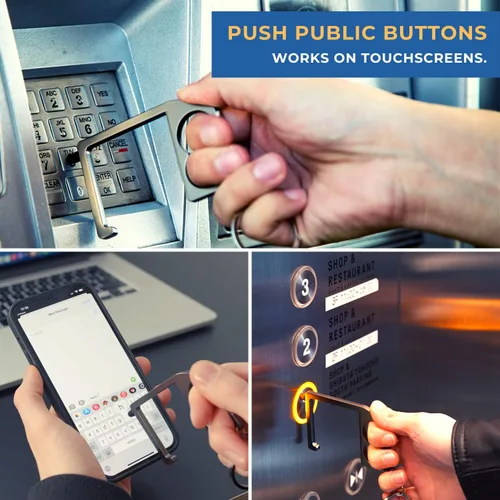 Vista 6 de Touchkey y gancho para bolso, herramienta de apertura de puerta sin contacto, empujador sin contacto y colgador de bolso, soporte ergonómico
