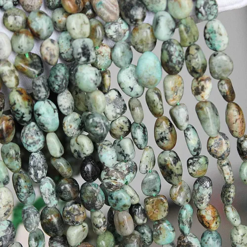 Vista 4 de MJDCB Cuentas de piedra de forma irregular natural de 8-10 mm, turquesa de África, piedras preciosas para sanación energética, para hacer joyas