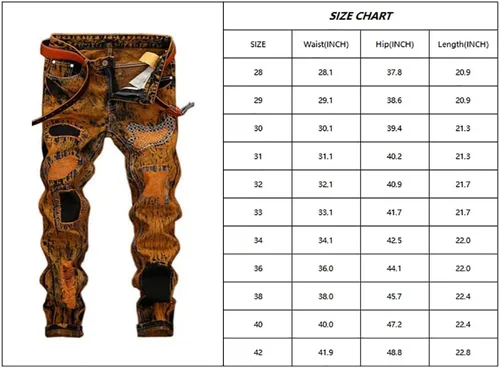 Vista 7 de utcoco Jeans clásicos de mezclilla para hombre, corte ajustado, cintura media, pierna recta, rasgados, desgastados, con parches de mezclilla clásicos