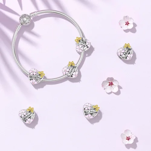 Vista 6 de DALARAN 925 Sterling Silver Mother Daughter Sister Wife Friend Grandma Charms Bead for Charm Bracelet Necklace