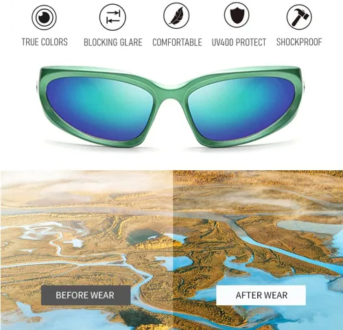 Vista 3 de BAWUYI Y2K - Lentes de sol envolventes para hombres y mujeres, accesorios de los años 2000, lentes cibernéticos, deportivos, motociclistas