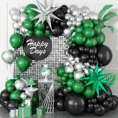 Vista 13 de Kit de arco de globos de baloncesto, kit de guirnalda de globos naranja y negro plateado con globos de estrella en explosión, kit de globos Tema