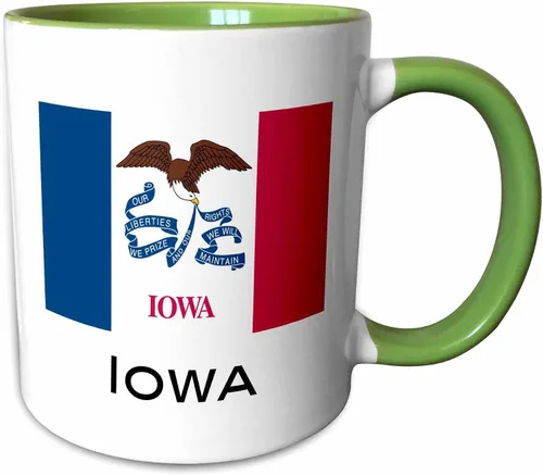Vista 12 de 3dRose Taza de dos tonos con la bandera del estado de Iowa, 11 onzas, negro/blanco