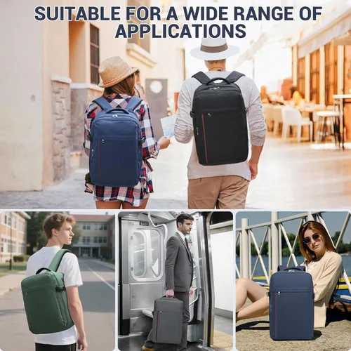 Vista 4 de Kono Mochila de mano 40x20x25 Bolsa de mano Viaje en avión 20L, mochila para laptop de 15.6 pulgadas, para hombres y mujeres, Negro, 20 l, Mochila