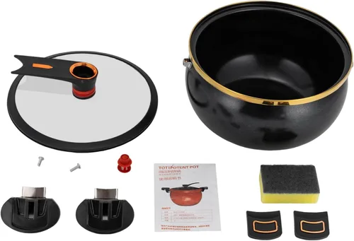 Vista 7 de Olla a presión micro de 8 litros con tapa de vidrio visual y 2 asas, olla de cocción de micro presión multifunción antiadherente para estufa de gas