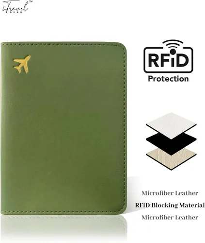 Vista 3 de Soporte para pasaporte para artículos esenciales de viaje, funda de pasaporte con bloqueo RFID para accesorios de viaje, cartera de viaje