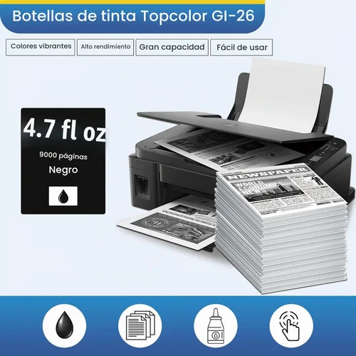 Vista 3 de GI-26 GI26 Botellas de tinta negra compatibles con Canon 26 GI-26 GI26 Negro