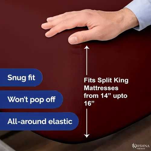 Vista 3 de KRISHNA Juego de sábanas prémium de 4 piezas de 34 pulgadas para cama ajustable con números de sueño, 100% algodón egipcio, sábana bajera ajustable