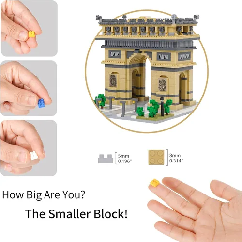 Vista 6 de Juego de bloques de construcción Modelo Arco del Triunfo Micro Bloques de construcción 2020 PCS Kit de construcción de arquitectura famosa, regalos
