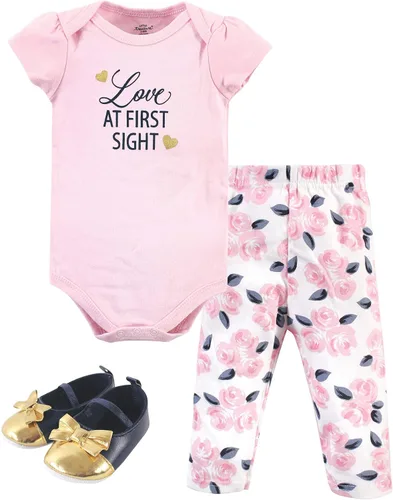Vista 4 de Little Treasure - Conjunto unisex de mameluco de algodón, pantalón y zapatos para bebé Collar de ancla