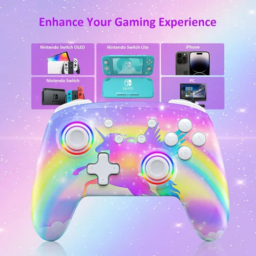 Vista 6 de NexiGo Controlador para SwitchSwitch LiteOLED controladores inalámbricos Bluetooth para Nintendo Switch con vibración movimiento turbo y luz LED
