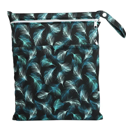 Vista 14 de Wet Bag - Bolsa de pañales de tela para bebé, reutilizable, lavable, con dos bolsillos con cremallera (mapache animal)