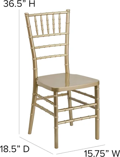 Vista 2 de BizChair Silla Chiavari apilable de resina dorada