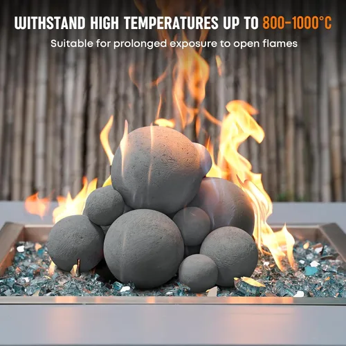Vista 4 de Stanbroil Paquete de 12 bolas de cerámica, bolas mixtas de 4 tamaños para chimenea, accesorio moderno para chimenea interior o exterior, hogueras