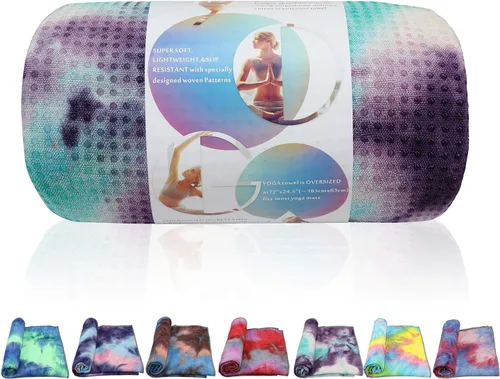 Vista 3 de Toallas de yoga, toalla de yoga antideslizante con textura de gofre antideslizante, manta de yoga de microfibra 100% absorbente, sin olor