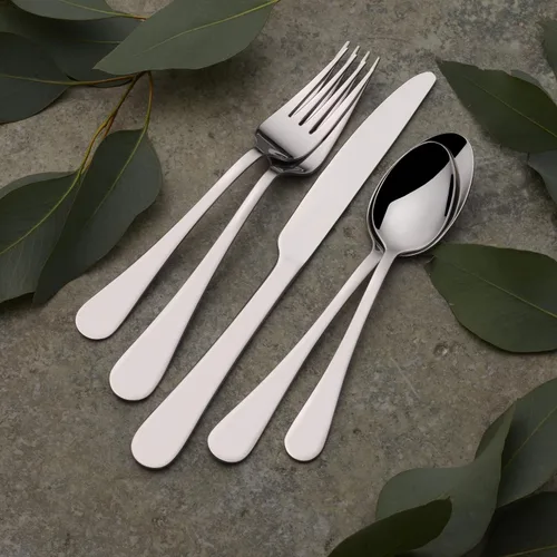 Vista 6 de Gourmet Basics By Mikasa Symmetry - Juego de cubiertos de acero inoxidable 18/0, 20 piezas, servicio para 4