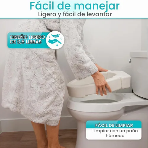Vista 8 de Vive Asiento de inodoro elevado (alargado, añade 3.5 pulgadas) – Elevador y extensor de asiento de inodoro elevado para personas mayores