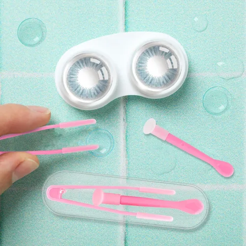 Vista 9 de Juego de 10 fundas de herramientas para quitar lentes de contacto coloridas, juego de pinzas portátiles con punta suave para lentes duras y suaves