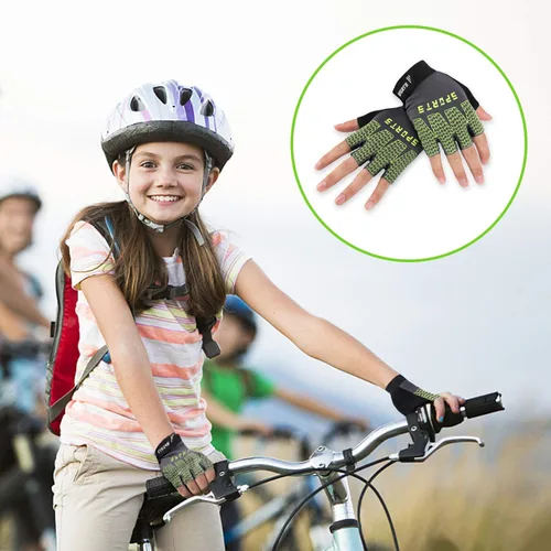Vista 6 de Accmor Guantes deportivos para niños guantes de medio dedo guantes de ciclismo para niños y niñas guantes de pesca para ciclismo campamento pesca