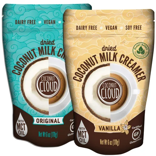 Vista 10 de Coconut Cloud: Crema de café sin lácteos a base de plantas, apta para dieta cetogénica, leche de coco en polvo sin azúcar, sin lácteos, sin OMG, a