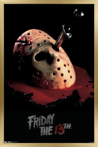 Vista 14 de Trends International Friday The 13th - Póster de pared de máscara sangrante, 14.725 x 22.375 pulgadas, versión enmarcada de madera de granero