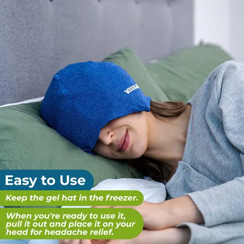 Vista 7 de Basic Vigor Migrastil Crema calmante para cuello y hombros y MigraFreeze Deluxe MigraFreeze - Sombrero de cabeza para migraña