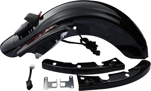 Vista 6 de TCT-MOTORPARTS Alforjas alargadas de 5 pulgadas con tapas de altavoces de 5x7" y sistema de guardabarros trasero LED para Harley Touring Street Road