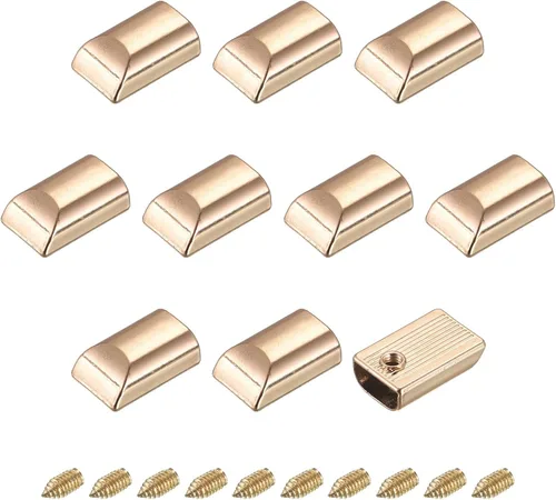 Vista 8 de uxcell 30 tapones de metal con cremallera, extremos rectangulares de repuesto con tornillo para manualidades, bolsa, equipaje, bronce oscuro