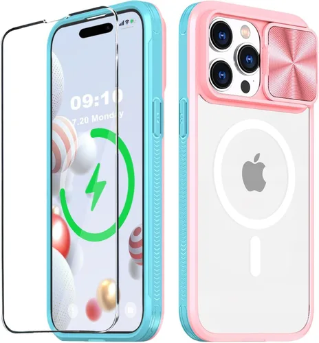 Vista 24 de Funda MagSafe transparente de titanio compatible con iPhone 15 Pro con cubierta deslizante para cámara, imanes fuertes, antiamarilleo, a prueba