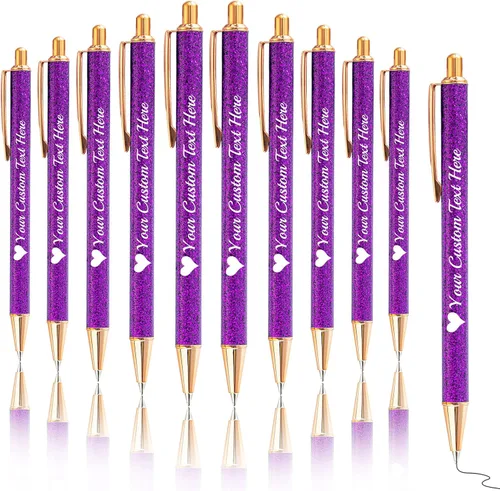 Vista 29 de Bolígrafos con purpurina personalizados con nombre, bolígrafos bonitos y bonitos personalizados, bolígrafos retráctiles de tinta negra, suministros