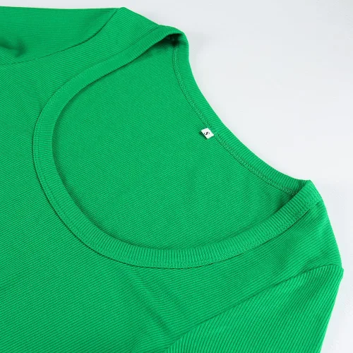 Vista 2 de Artfish Top corto básico de manga larga con cuello cuadrado para mujer