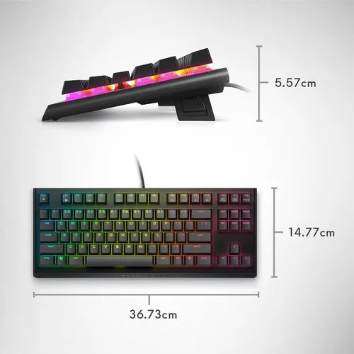 Vista 8 de Alienware Teclado para juegos Tenkeyless - AW420K - Lado Oscuro de la Luna - Con cable, programable, Cherry MX Red, USB, AlienFX RGB / 16.8 millones