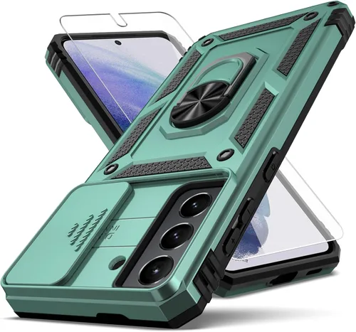Vista 9 de Funda para Samsung Galaxy S21, con cubierta para lente de cámara, protector de pantalla HD, [grado militar] anillo de montaje en coche con soporte