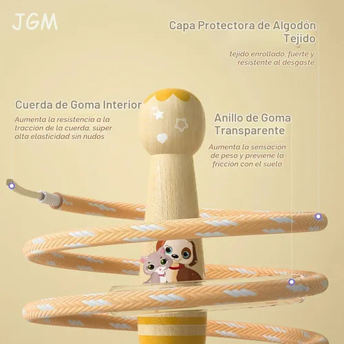 Vista 2 de Cuerda de saltar para niños, cuerda de saltar trenzada de algodón ajustable con mango de madera para niños pequeños, fitness, entrenamiento Gato