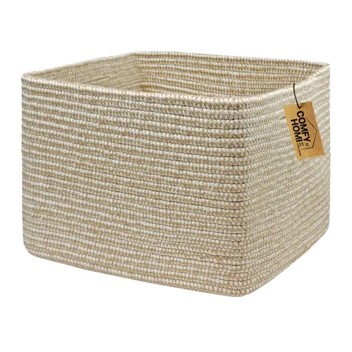 Vista 43 de COMFY-HOMI Cestas de almacenamiento de 11.5 x 7.5 x 4.7 pulgadas para organizar, cesta tejida de cuerda de algodón, caja de almacenamiento de marrón