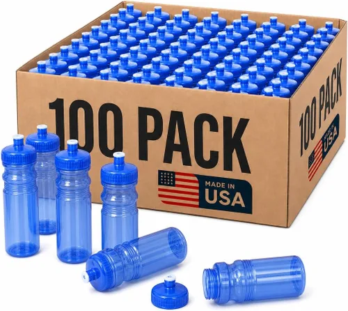 Vista 17 de Rolling Sands Botellas de agua reutilizables a granel, paquete de 100 botellas de agua deportivas de 24 onzas, fabricadas en Estados Unidos, sin Rojo