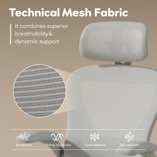 Vista 8 de SeekFancy Silla de oficina ergonómica M903, silla de escritorio para computadora con ruedas, silla de oficina de malla con respaldo alto con soporte