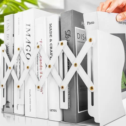 Vista 8 de Extremos de libro antideslizantes para sostener libros, extremos de metal ajustables para libros decorativos para oficina en casa, resistente