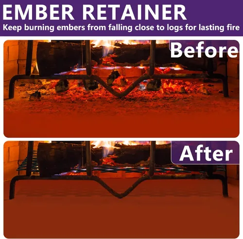Vista 4 de Mxclimate Retenedor de brasas para rejilla de chimenea, evita que las brasas quemadas se caigan, accesorios de lugar de fuego para interiores