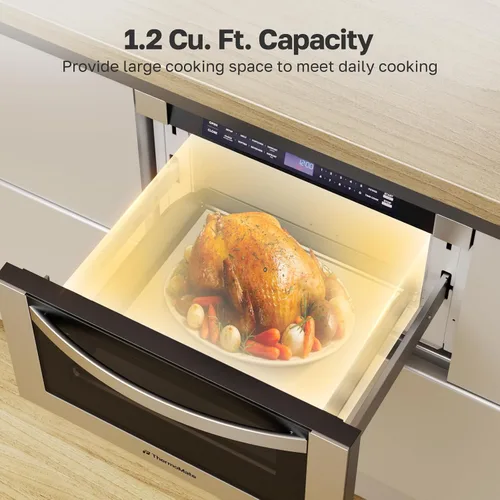 Vista 6 de Cajón de microondas integrado de 24 pulgadas, ThermoMate de 1.2 pies cúbicos, cajón de microondas con preajustes automáticos, 1000 vatios con 11