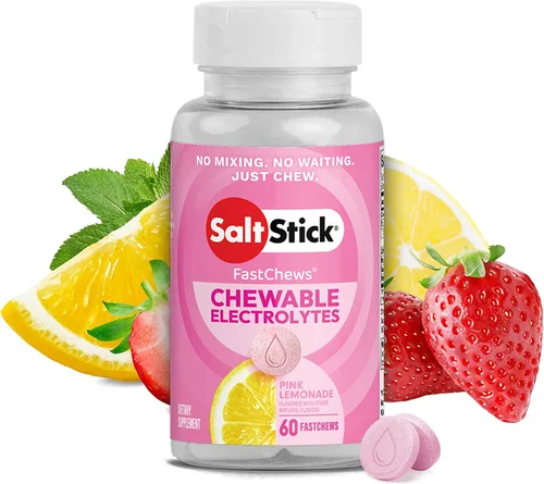 Vista 21 de SaltStick Electrolyte FastChews con cafeína – 60 tabletas masticables Citrus Burst – Tabletas de sal para correr e hidratar, masticables