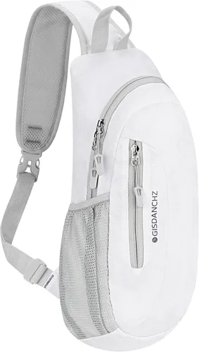 Vista 13 de Gisdanchz Bolso bandolera unisex con diseño de panal de abeja, jacquard, pequeña, delgada, bandolera, bolsa de pecho para senderismo y viajes
