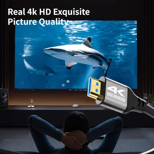 Vista 5 de Cable HDMI 4K de 50 pies, cable HDMI 2.0 de alta velocidad, compatible con 4K @60Hz, ARC, HDR, 3D, Ethernet, compatible con TV, Blu-Ray, PS4/5
